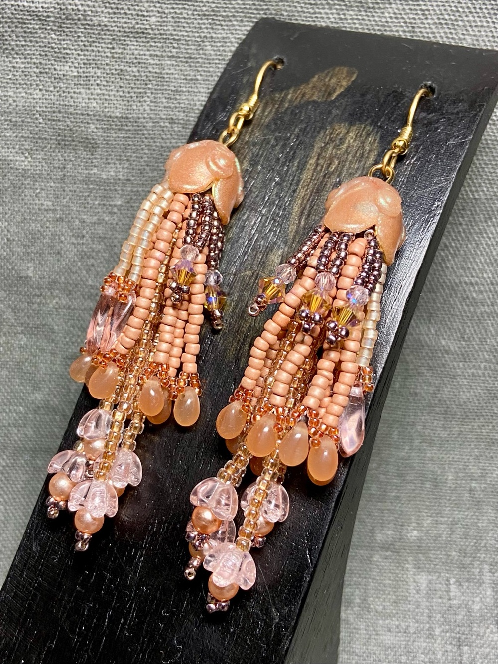Apricot Cascade Earrings Handmade